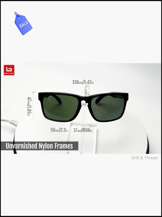 Square Unisex Sunglasses Corning Glass UV400 Polarized Nylon Spring Hinge